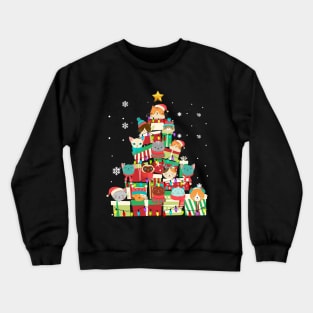 Funny Cat Christmas Tree Box Meowy Catmas Boxmas T Crewneck Sweatshirt